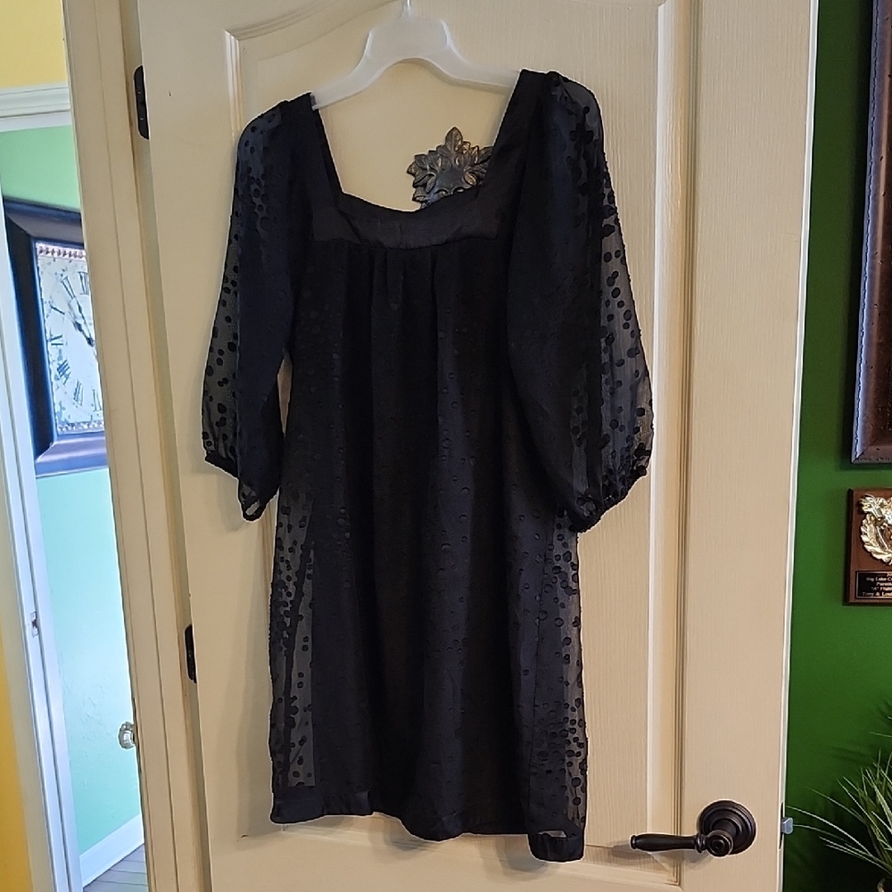 B DARLIN BLACK DOUBLE LAYERED MINI DRESS